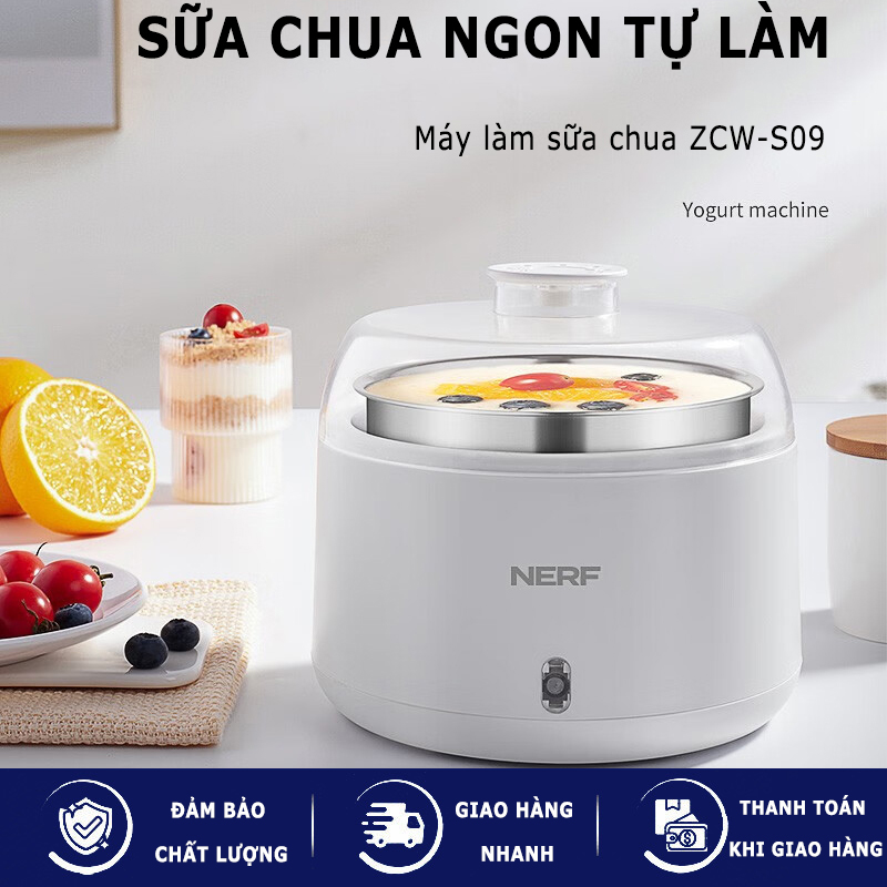 Máy Làm Sữa Chua Công Nghệ Nhật Bản, Máy Làm Sữa Chua Tự Động, Máy Làm Sữa Chua Tự Động ZCW-S09 - Dung Tích 1L - Công Suất 20W - Hệ Thống Đèn LED Đổi Màu Theo Nhiệt Độ - Nắp Trong Suốt Dễ Quan Sát, Kiểu Dáng Nhỏ Gọn