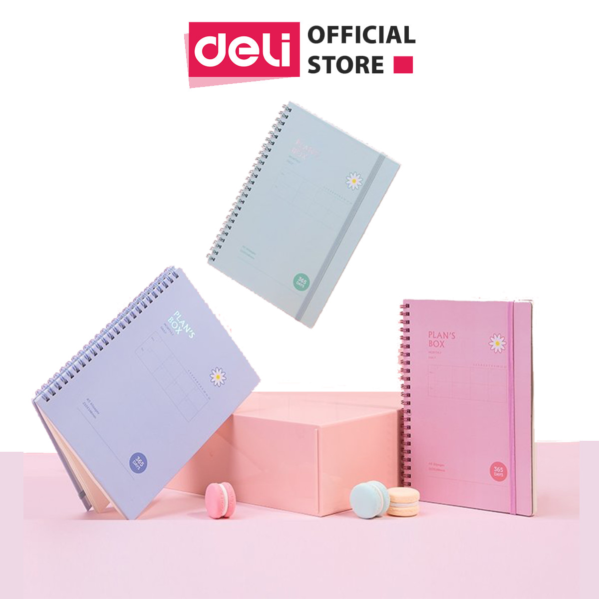 Sổ tay ghi chép gáy lò xo 60 trang Deli  - Khổ A5/B5 - Xanh dương/Hồng/Xanh lá - 24200/24201