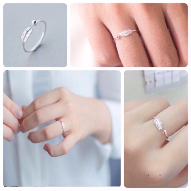 NHẪN LÔNG VŨ BẠC TA CÓ THỂ ĐIỀU CHỈNH SIZE TAY - Shop bạc BiBi cam kết bạc chuẩn, chất lượng, kèm bảo hành