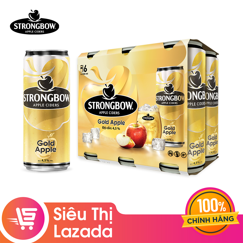 [HOT DEAL]Lốc 6 lon nước táo lên men Strongbow Vị Nguyên bản 330ml/lon