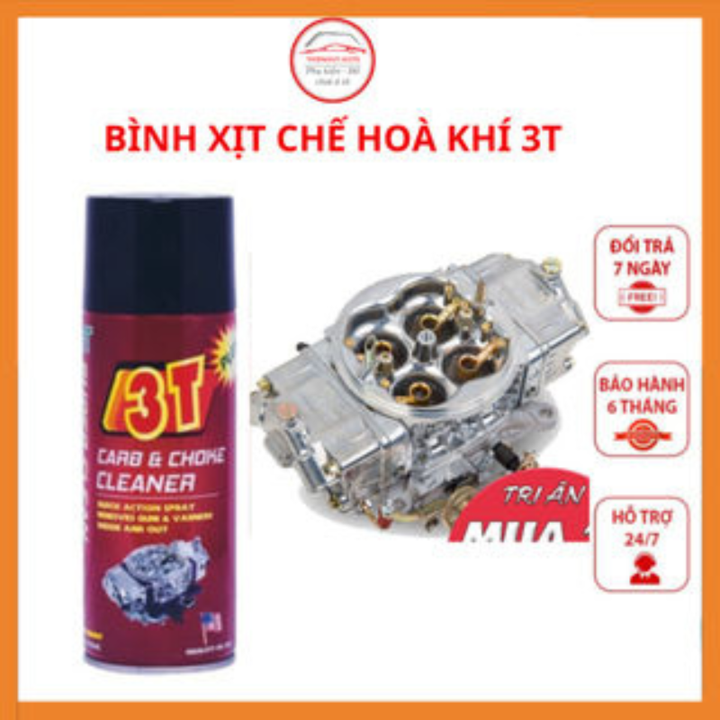 Bình xịt rửa chế hòa khí xe máy 3T, xịt chế 3T Carb Choke Cleaner dung tích 450ml