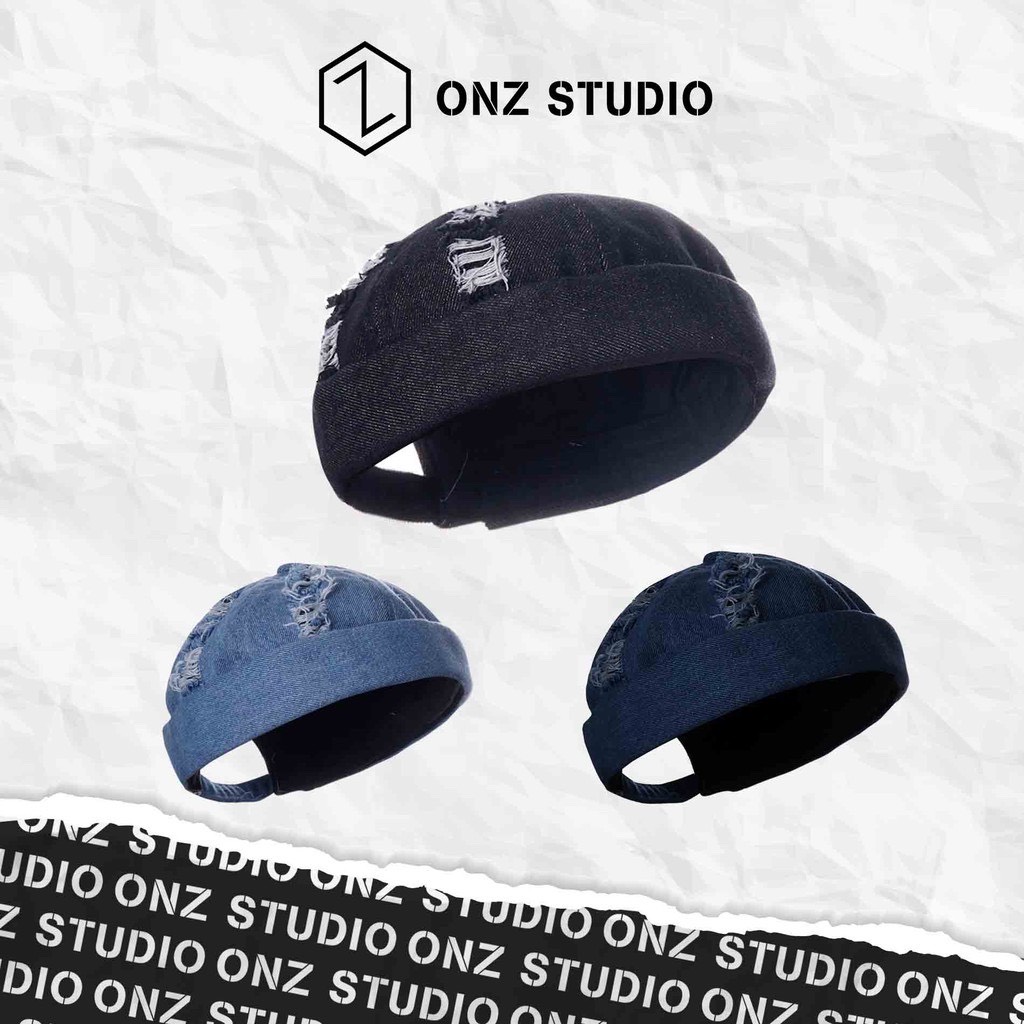 Mũ nồi tròn nam nữ ONZ không vành chất jean bền bỉ - Mũ Miki thuỷ thủ phong cách hiphop Hàn Quốc MN01