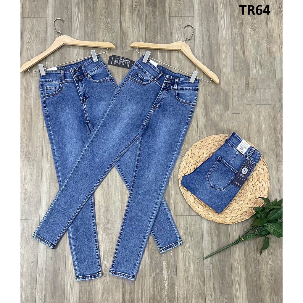 Quần jean nữ skinny trơn cơ bản