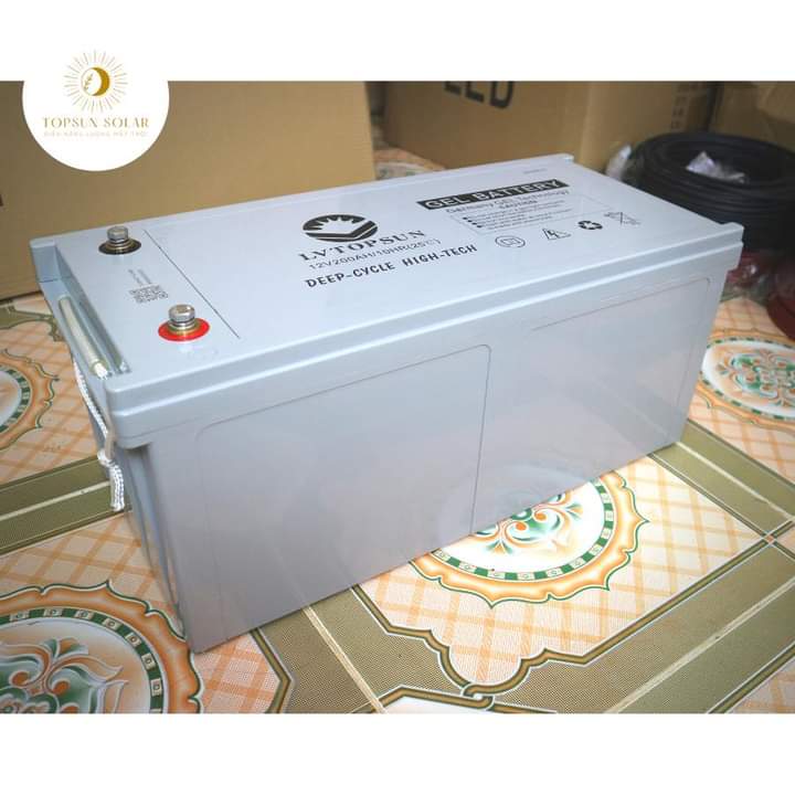 ÁC QUY GEL LV TOPSUN 12V-200AH DÙNG CHO NLMT, ắc quy lưu trữ cho điện mặt trời 12v-200ah, ắc quy viễn thông cho hệ lưu trữ