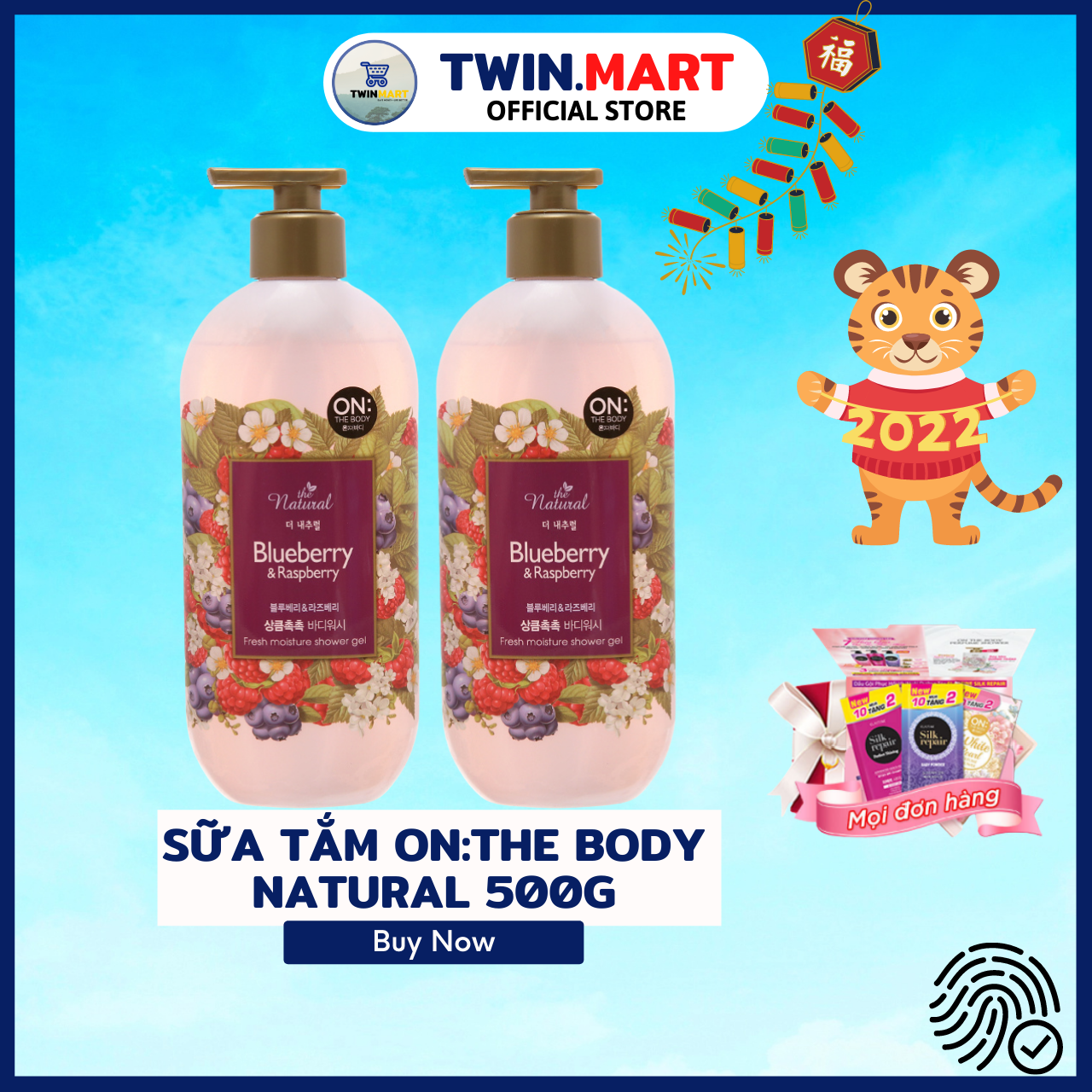 [500ml] TPHCM Sữa tắm On The Body Natural 500ml Hương Việt Quất & Dâu Rừng The Natural Blueberry & Raspberry 500g  - Sữa tắm siêu thơm Hàn Quốc