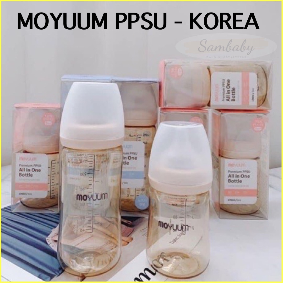 Bình Sữa Moyumm PPSU Cổ Rộng Cho Bé Sơ Sinh-Núm Mềm 170ml , 270ml - CHÍNH HÃNG HÀN QUỐC⭐