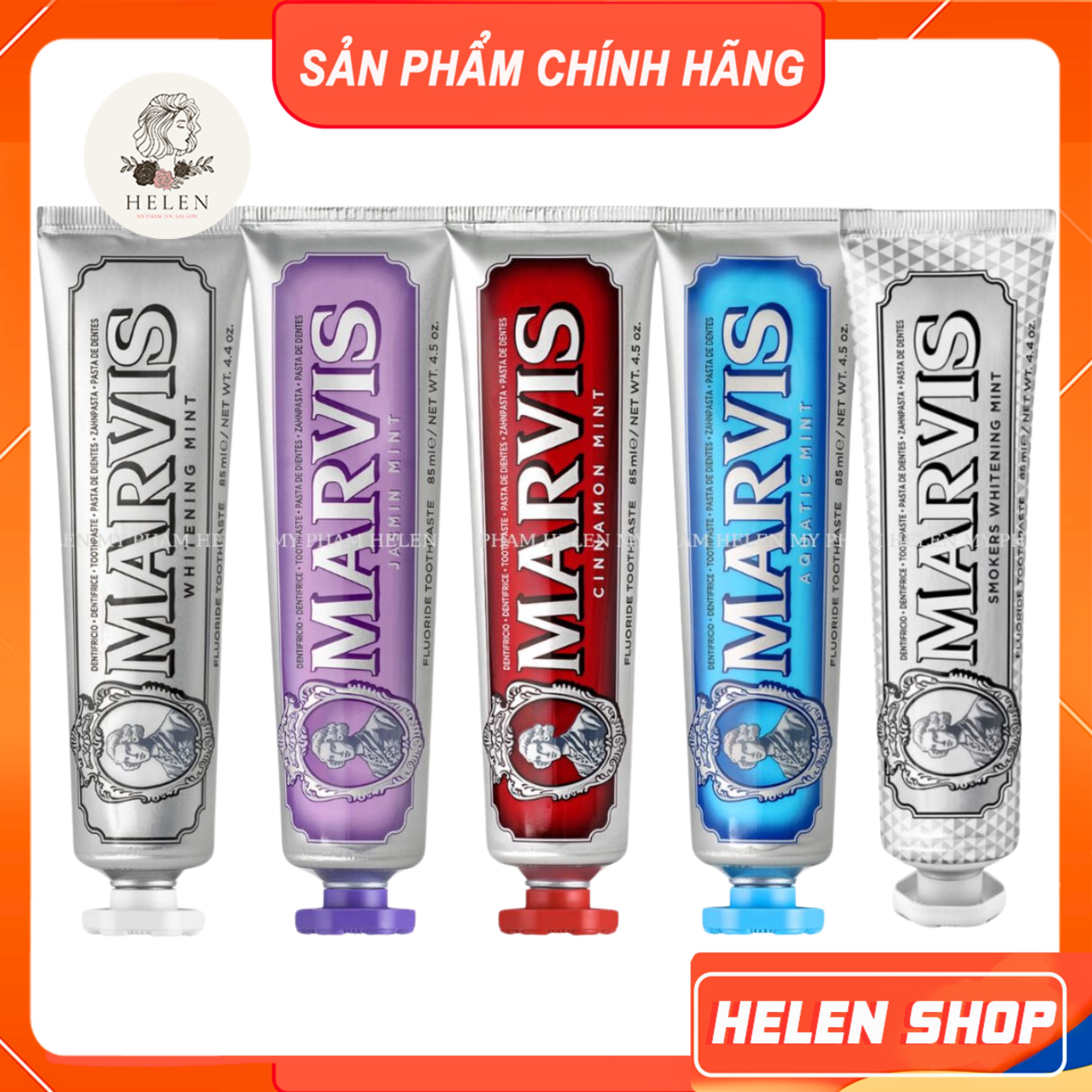 Kem đánh răng Marvis Toothpaste 75ml, 85ml Đủ Mùi Hương 7 Classic Sensations Trắng Sáng Tự Nhiên