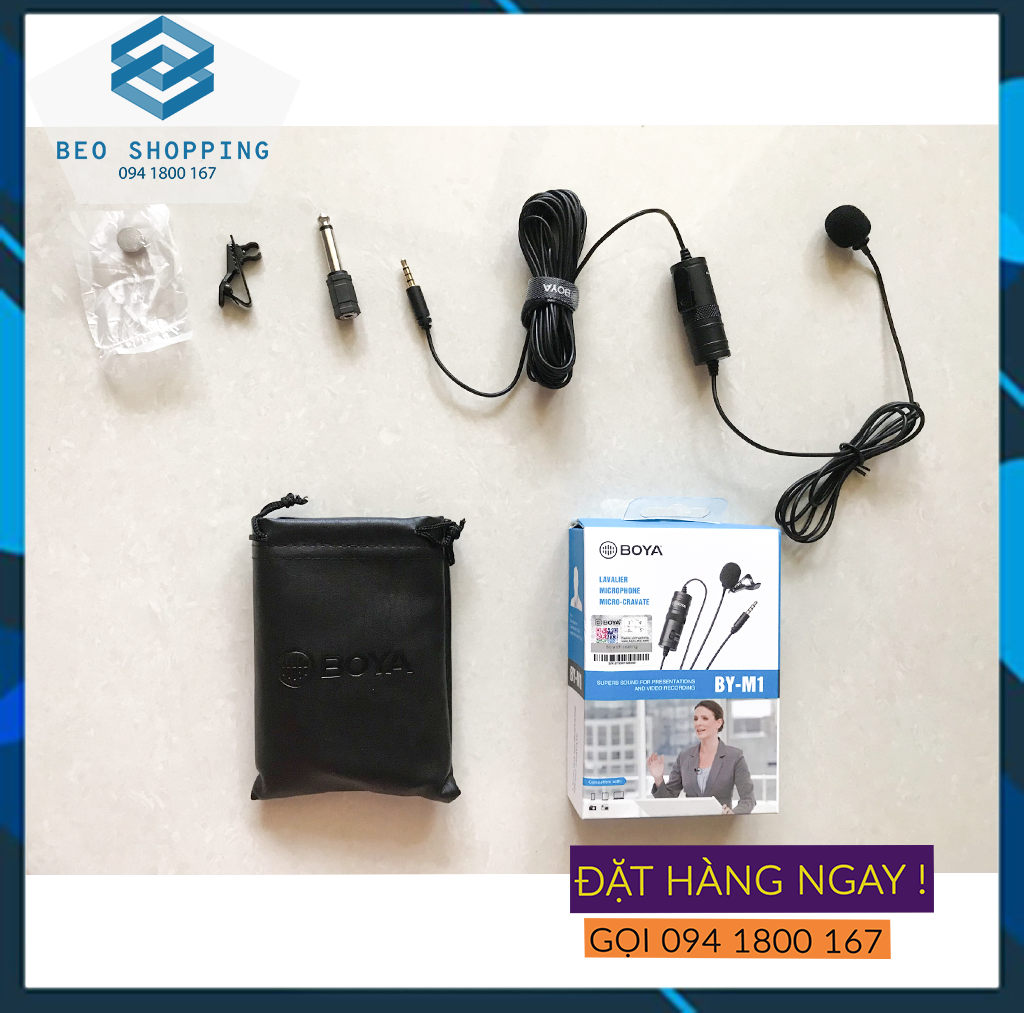 [Bảo hành 6 tháng] Micro thu âm cài áo cho điện thoại và máy ảnh BOYA BY-M1 hỗ trợ livestream quay clip chính hãng