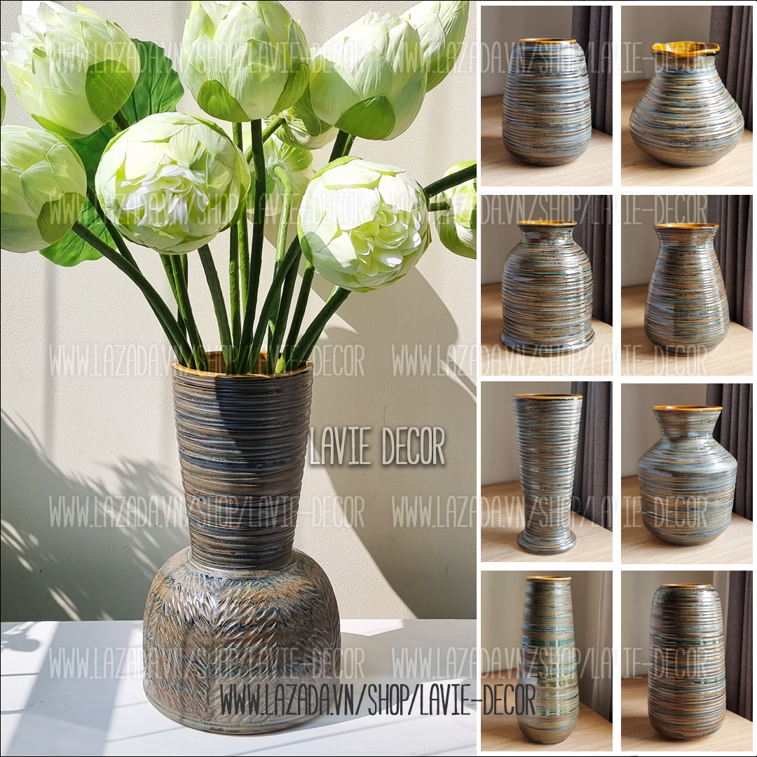 Lọ hoa gốm sứ men hỏa biến ánh bạc Bát Tràng