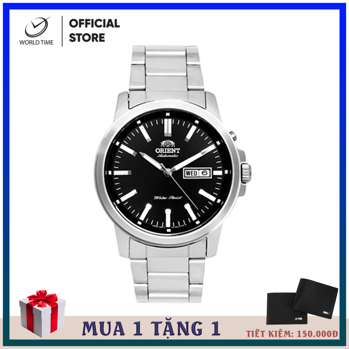 Đồng hồ nam dây thép Orient FEM7J003B9 Automatic, full box, sổ bảo hành toàn quốc, chống xước, chống nước