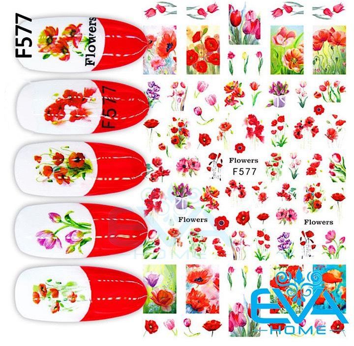 [HCM]Miếng Dán Móng Tay 3D Nail Sticker Tráng Trí Hoạ Tiết Bông Hoa F577