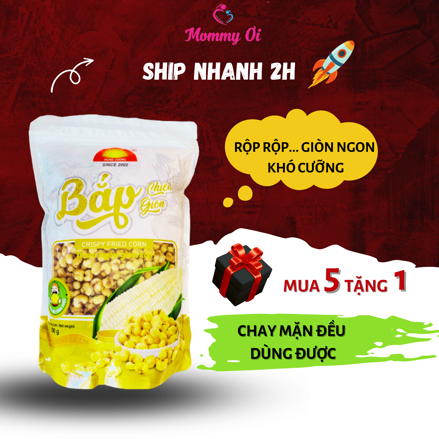 Bắp Chiên Giòn 500g / bắp / ngô / ngô cay / sấy giòn / bánh / đồ ăn vặt / ăn chay được / bỏng ngô / snack / bim bim / hùng cường