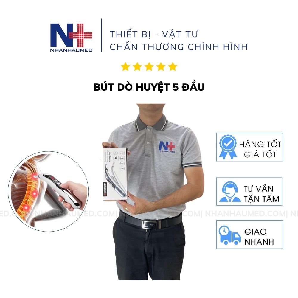 Bút Dò Huyệt 5 Đầu, Bút Dò Huyệt Xung Điện Cao Cấp, 5 Đầu Mát Xa, Châm Cứu, Giảm Đau