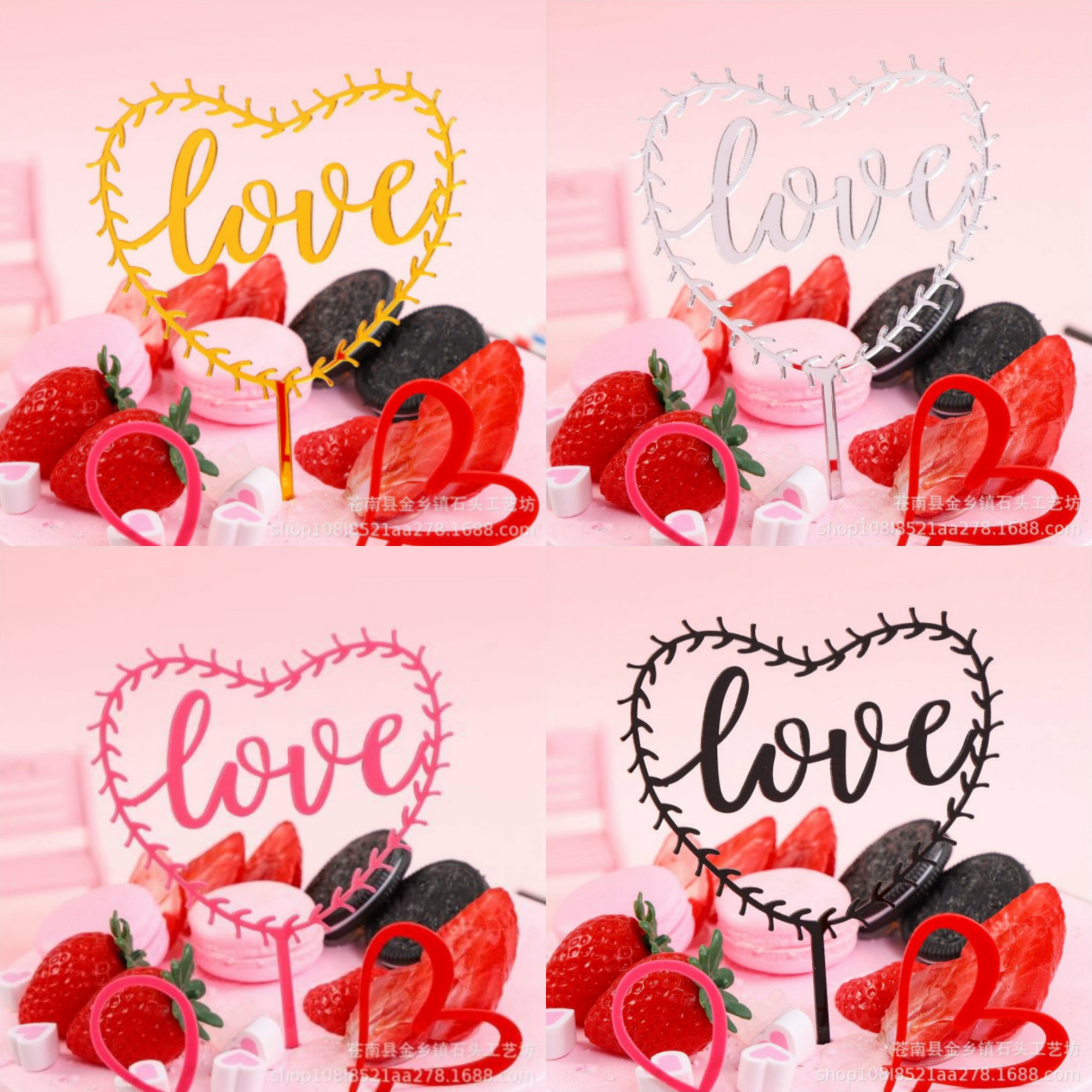 Trang Trí Sinh Nhật - Combo 10 chiếc Meka love trái tim vàng, bạc, đen, hồng