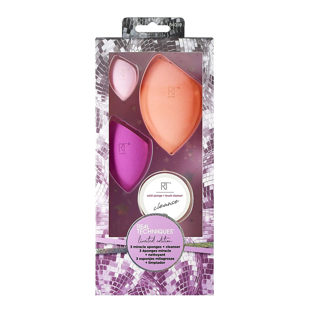 Set 3 mút Real Techniques Miracle Makeup Blender Beauty Sponge + Soap Xà phòng giặt mút, cọ