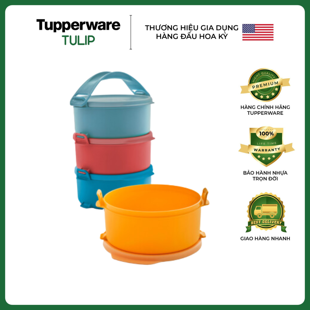 Bộ hộp cơm Small Round Click To Go Màu mới 2023, Tupperware, chính hãng, nhựa nguyên sinh