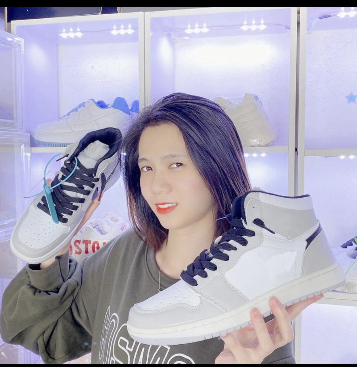 Giày thể thao ulzzang , giày sneaker jd1 jordann hoot 2023 cao cổ xám nam nữ full sz 36-43