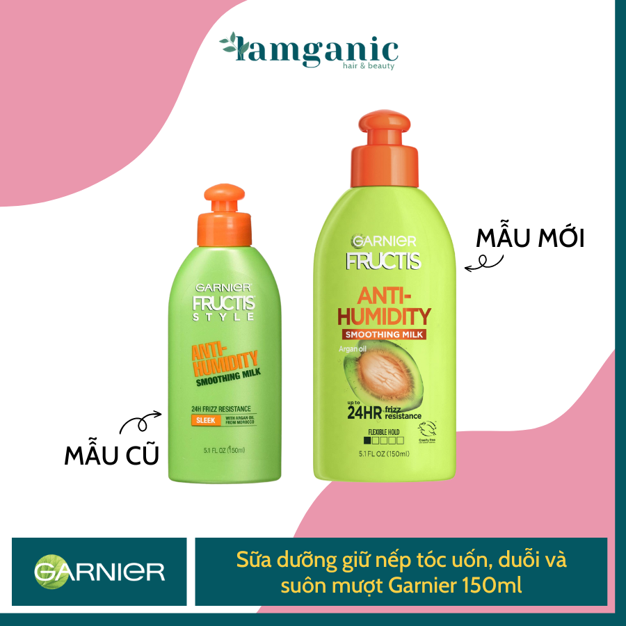 Sữa dưỡng tóc mềm mượt, giữ nếp, kháng khí hậu ẩm Garnier Fructis Style Anti-Humidity Smoothing Milk 150ml