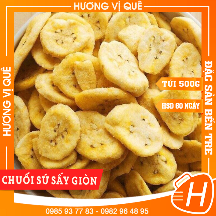 Chuối Sứ Sấy Giòn - Túi Hút Chân Không 500g - Đặc Sản Bến Tre