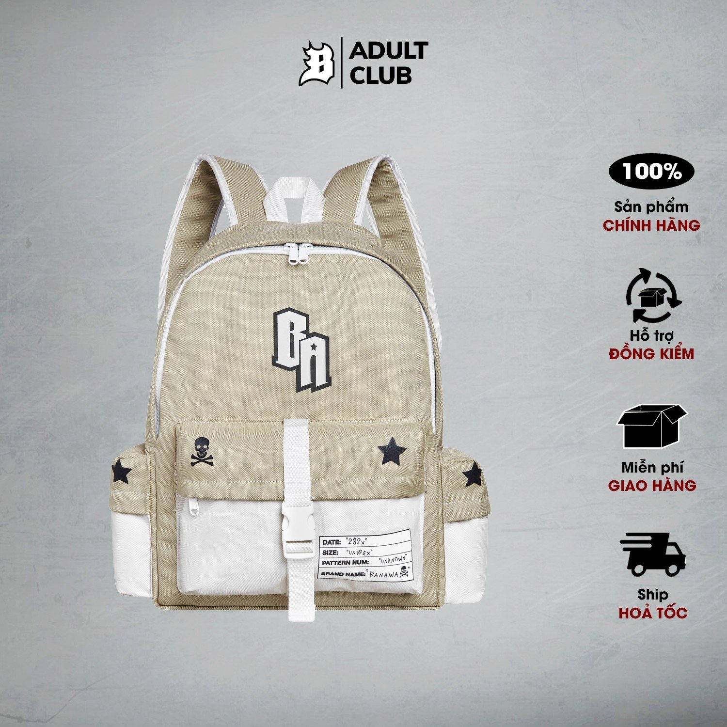 Statement Backpack Ver2 - Beige - Màu Hồng - Balo đi học Banawa Local Brand có ngăn đựng laptop nam nữ unisex