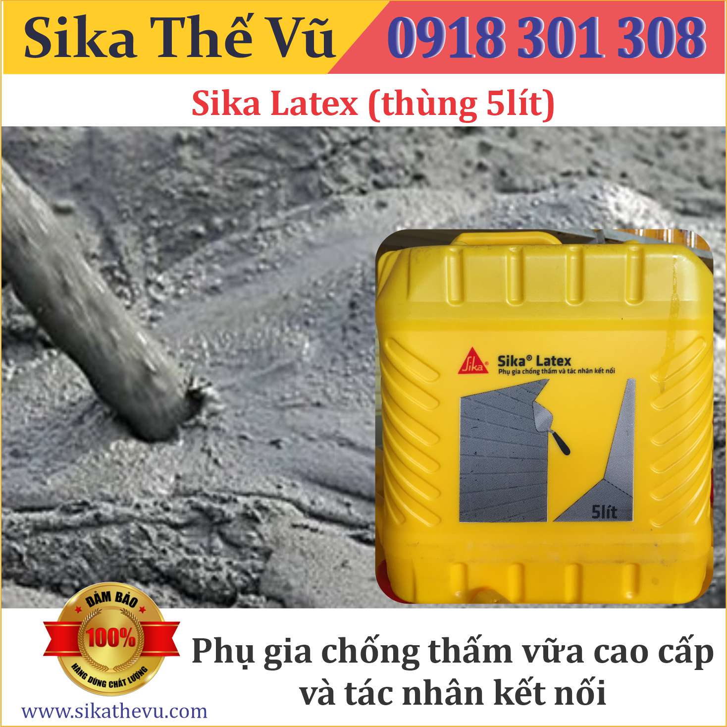 Phụ gia hỗ trợ chống thấm vữa cao cấp và tác nhân kết nối _ Sika Latex - 05 lít - SIKA THẾ VŨ