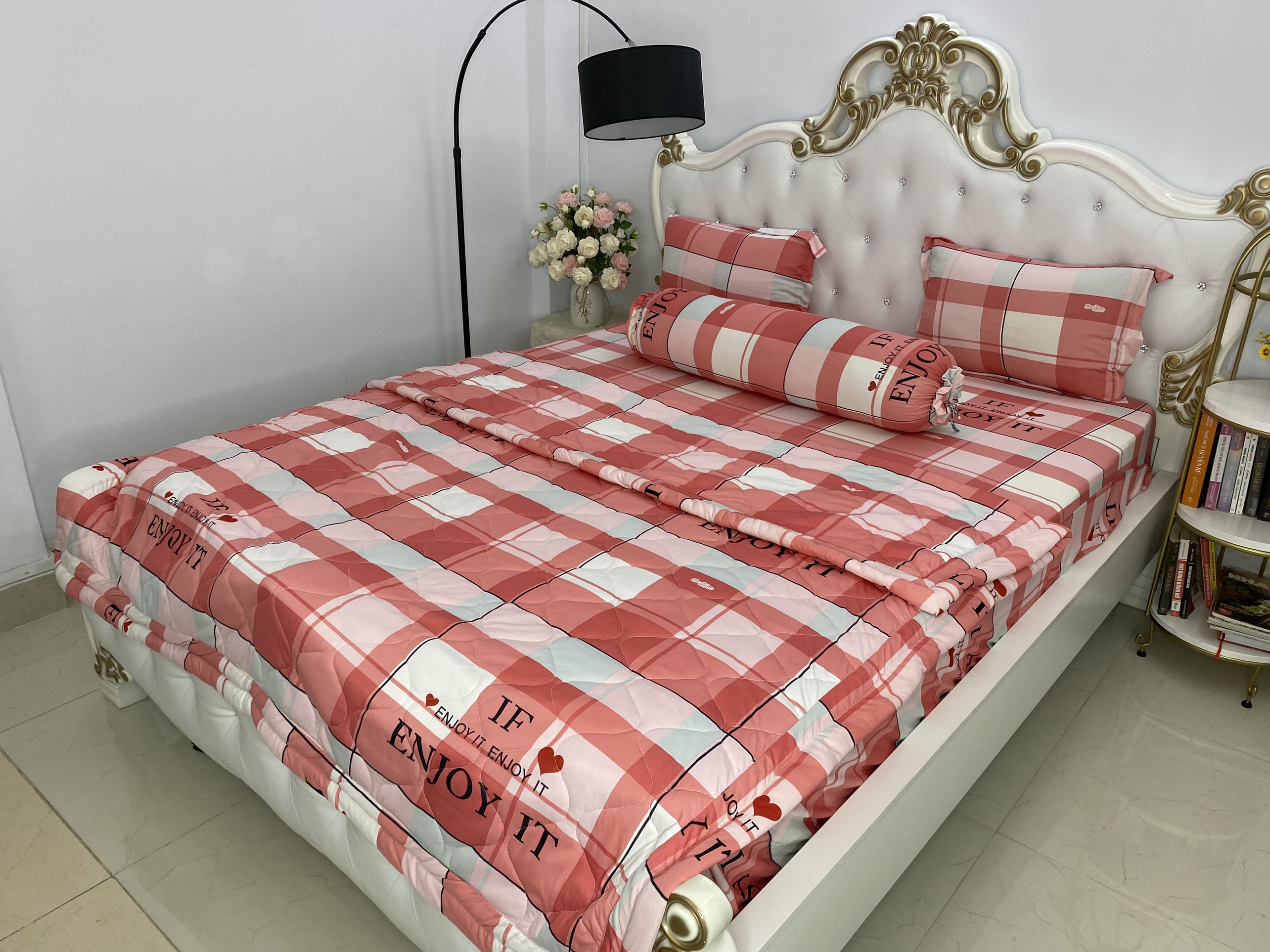 [HCM]Bộ Drap thun Hàn Quốc loại 1 có mền 5 món ( 1 drap + 1 chăn chần bông + 3 áo gối)hoặc mền lẻ
