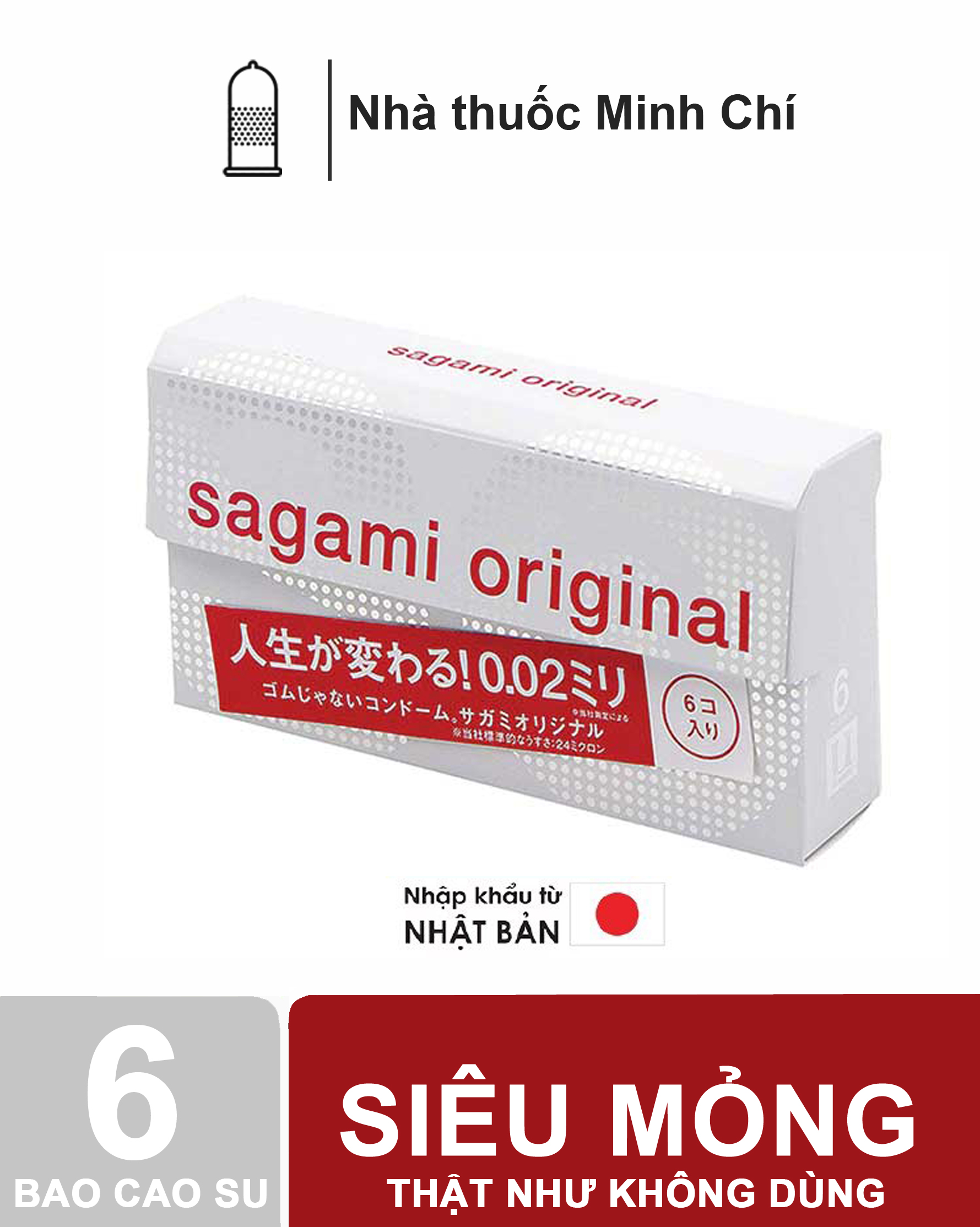 BAO CAO SU SAGAMI ORIGINAL 0.02 MỎNG NHẤT THẾ GIỚI ( hộp 6c) 4.8