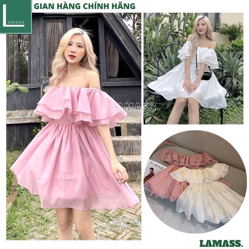 Đầm trễ vai voan tơ 2 lớp kiểu dáng hàn quốc có 4 mầu -váy dực tiệc công chúa xòe bồng -đầm tiểu thư bánh bèo dễ thương váy voan 2 lớp trễ vai xòe sang chảnh cực xinh -LAMASS