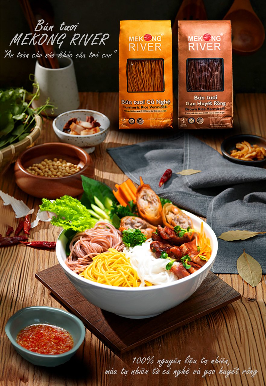 Combo 2 gói bún tươi mekong river - nghệ & gạo huyết rồng - 300gr