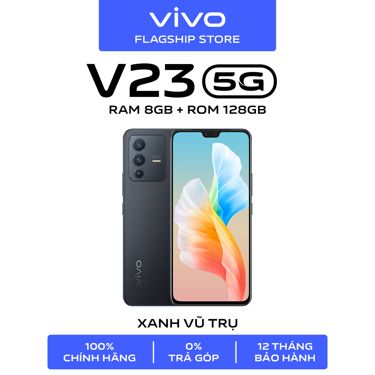 Tặng pin dự phòng - điện thoại thông minh vivo v23 5g - 8gb/128gb - bảo hành 12 tháng - trả góp 0%