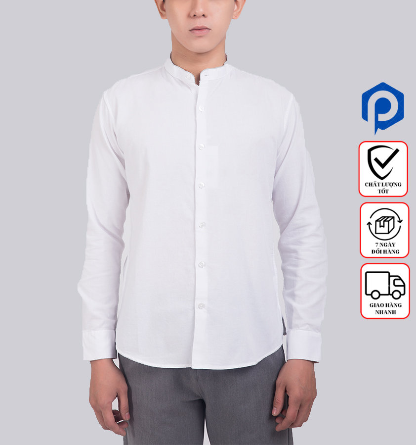 Sơ mi nam cổ tàu - Áo sơ mi cổ trụ dáng đẹp vải mịn mát Pri Store