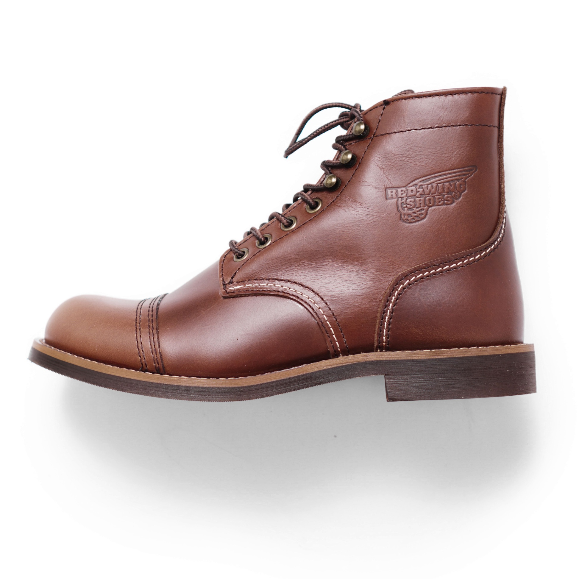 Giày boot nam cao cổ màu nâu redwing iron, giày da bò thật cổ điển tonkin aota