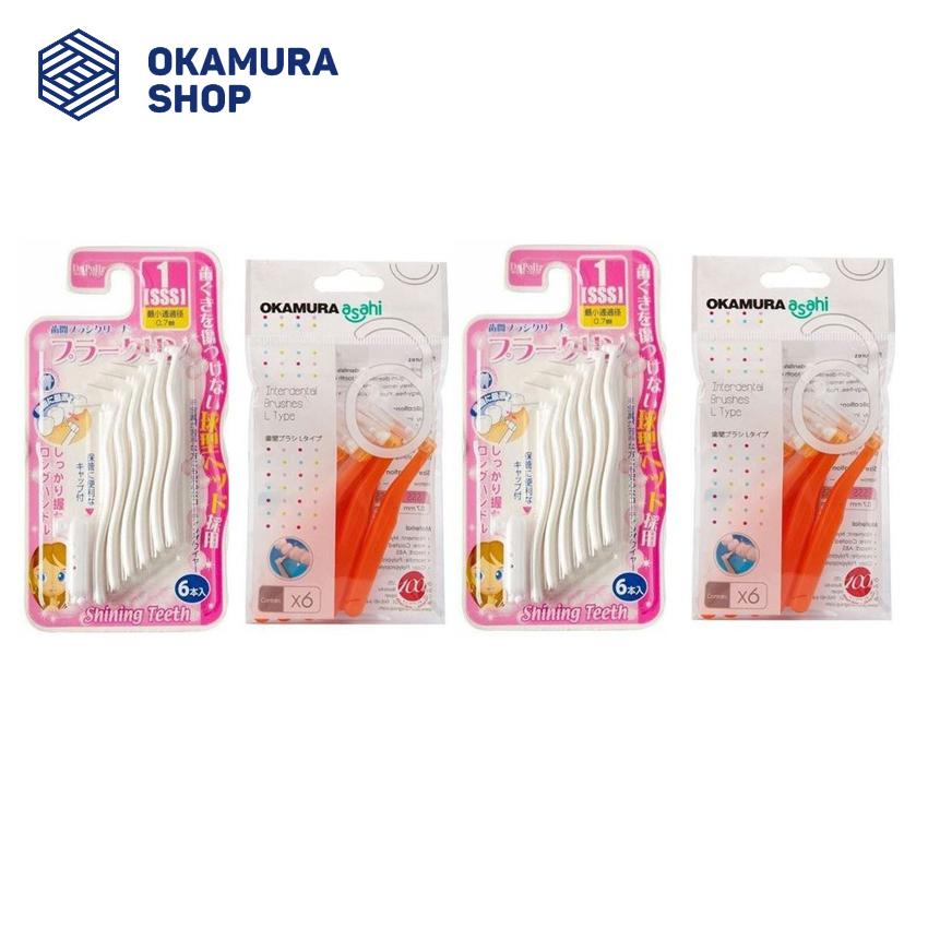 Combo 4 Bàn Chải kẽ răng cao cấp Nhật Bản Okamura dạng L
