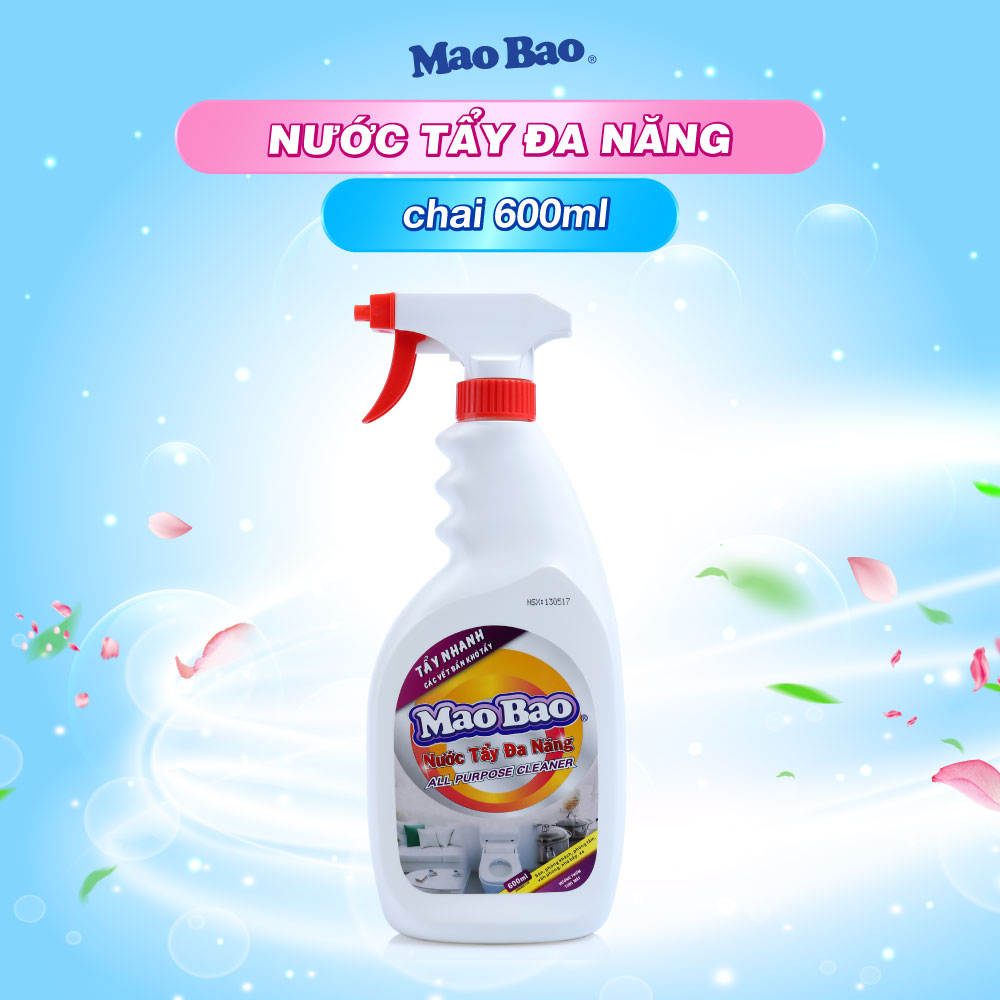 Nước tẩy đa năng Mao Bao 600ml dễ dàng tẩy sạch vết ố, dầu mỡ, gỉ sét trên mặt kính, gạch men, mùi thơm tươi mát