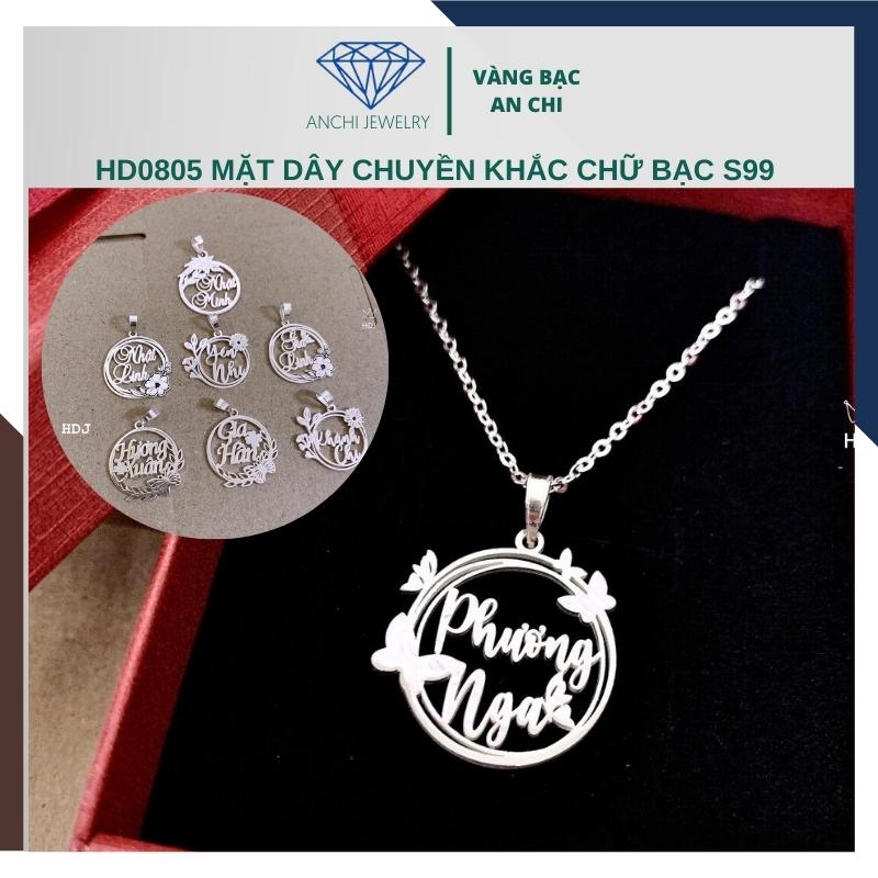 Dây chuyền nữ bạc ta,mặt dây chuyền chữ theo tên,dây chuyền đôi mẹ và bé đeo đều đẹp,Vàng bạc an chi