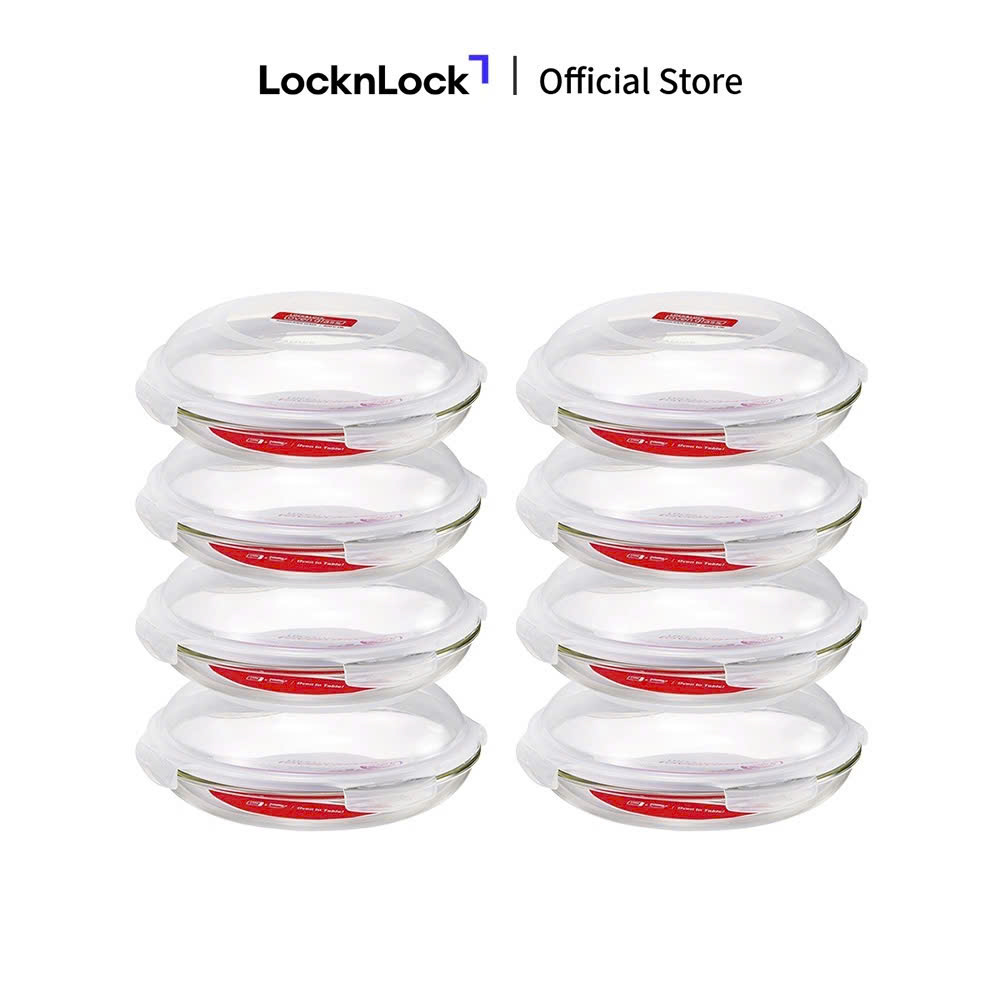 COMBO 8 Hộp thủy tinh LocknLock Glass food container round 530ml X8 LLG883S8 (quấn bóng)