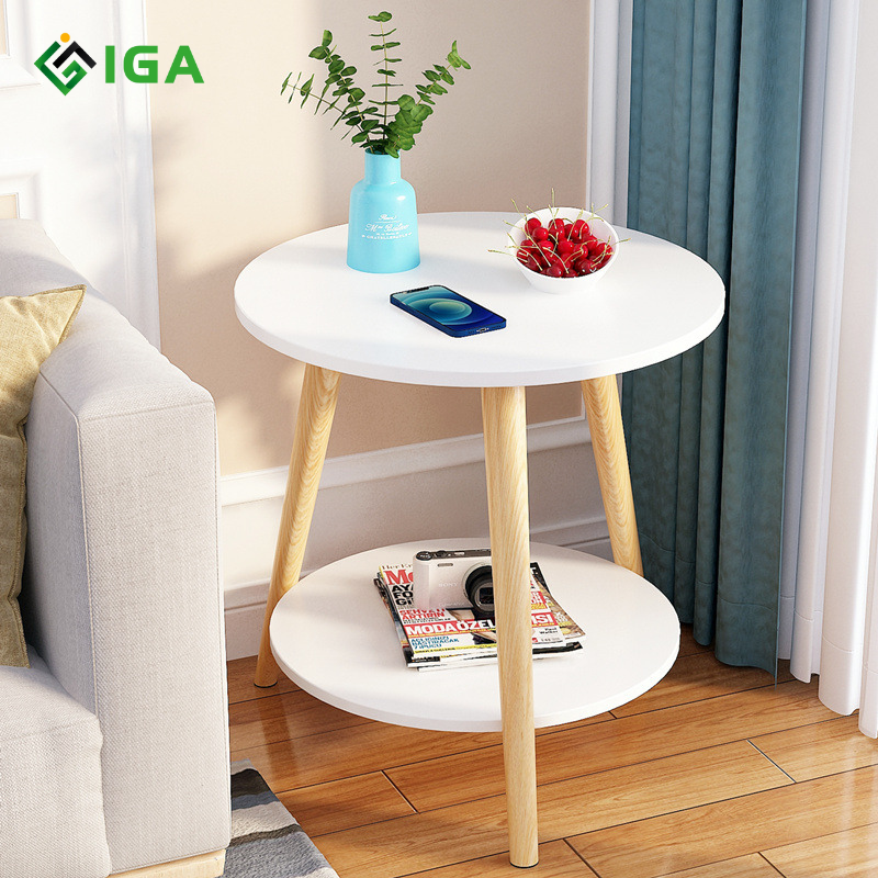 Bàn trà cafe 2 tầng chân gỗ sồi - gp54