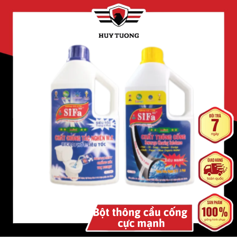 Nước thông cống cực mạnh, thông bồn cầu chống hôi trong 5 phút trọng lượng 1400g Sifa, Thông cống siêu mạnh - Huy Tưởng