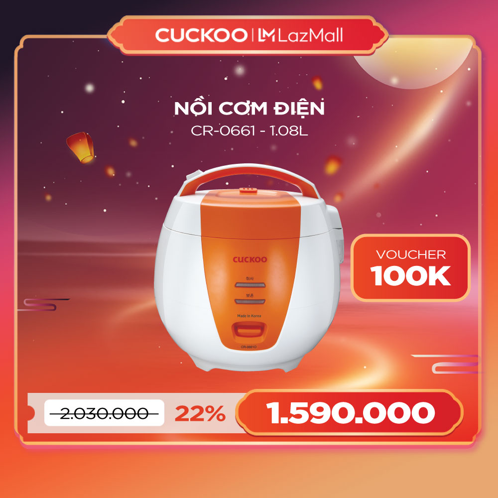 Nồi cơm điện Cuckoo 1.8L CR-0661 - Lòng nồi chống dính - Mã quốc tế tiếng Anh - Hàng chính hãng