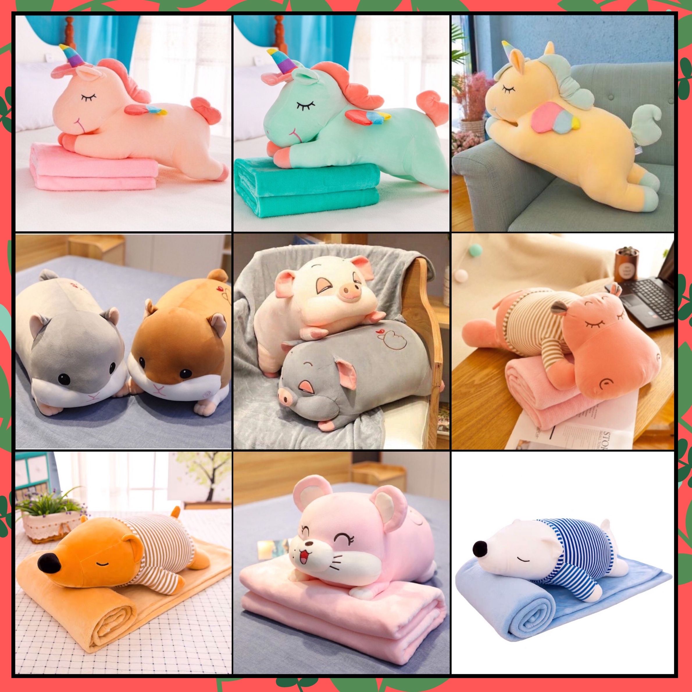 Gấu bông có chăn, chăn gối văn phòng thú dài Bộ chăn gối có chăn