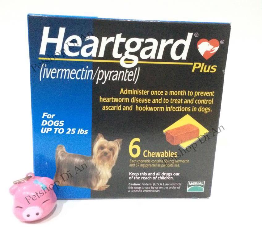 Hộp 06 viên nhai Heartgard Plus phòng & trị giun tim, giun đũa, giun móc cho chó <11.5kg