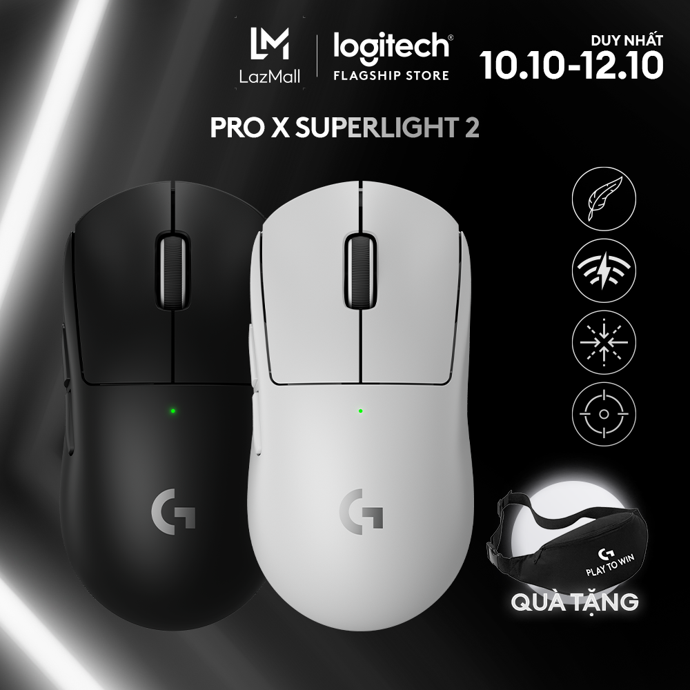 Chuột gaming Logitech G PRO X SUPERLIGHT 2 Lightspeed - Nhẹ 60g, Switch LightForce, Cảm biến Hero 2, DPI 32K