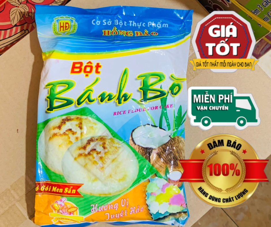 Bột bánh bò nướng/hấp có sẵn men hiệu hồng đào 1kg