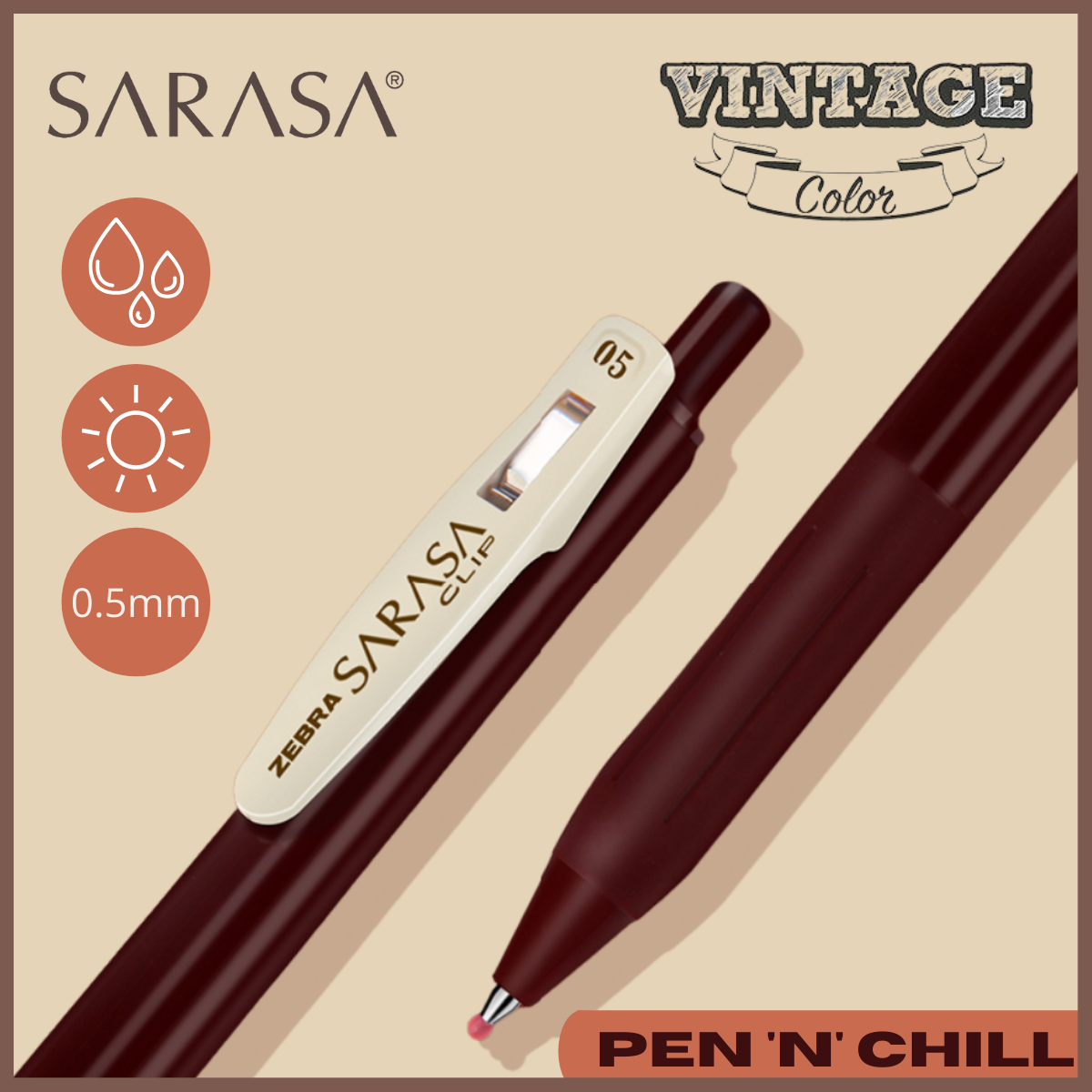 Bút Bi Nước Zebra Sarasa Vintage Gel Pen - Cỡ Ngòi 0.5mm - JJ15