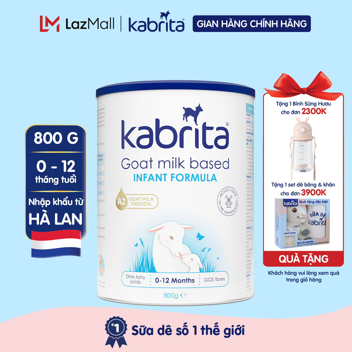 Sữa dê kabrita cho trẻ từ 0-12 tháng - lon 800g