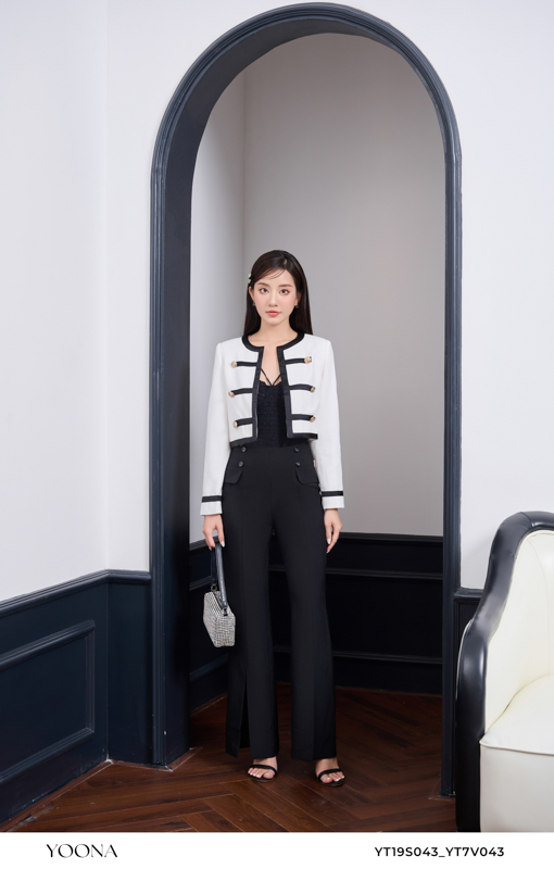 Áo sơ mi cổ tròn dáng ngắn croptop YOONA - YT19S043