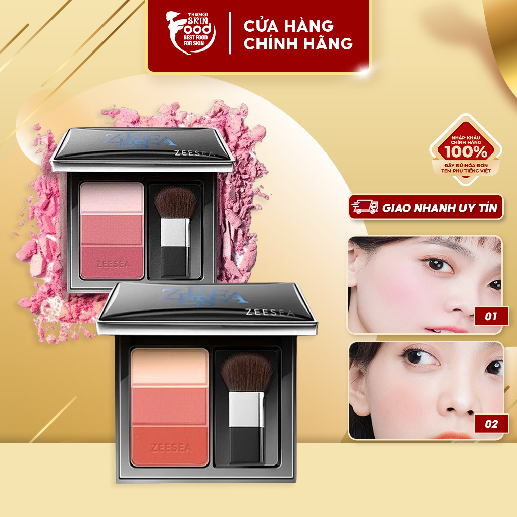 Phấn má hồng 3 màu zeesea 3 color concealer blusher 5g