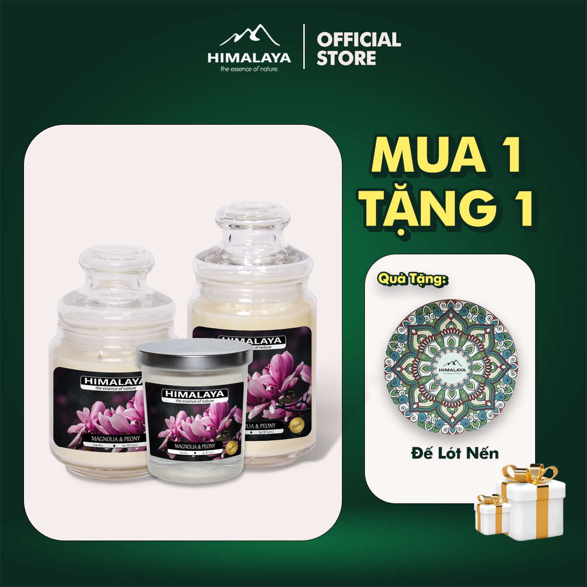 Nến thơm Himalaya hương Magnolia & Peony size S/size M/size L