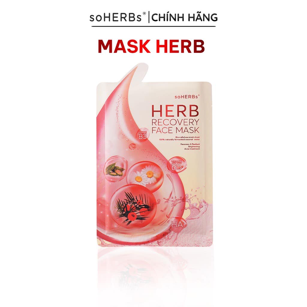 Mặt nạ thông đỏ soherbs dưỡng da căng bóng sáng mịn, mặt nạ phục hồi - herb recover face mask - soherbs