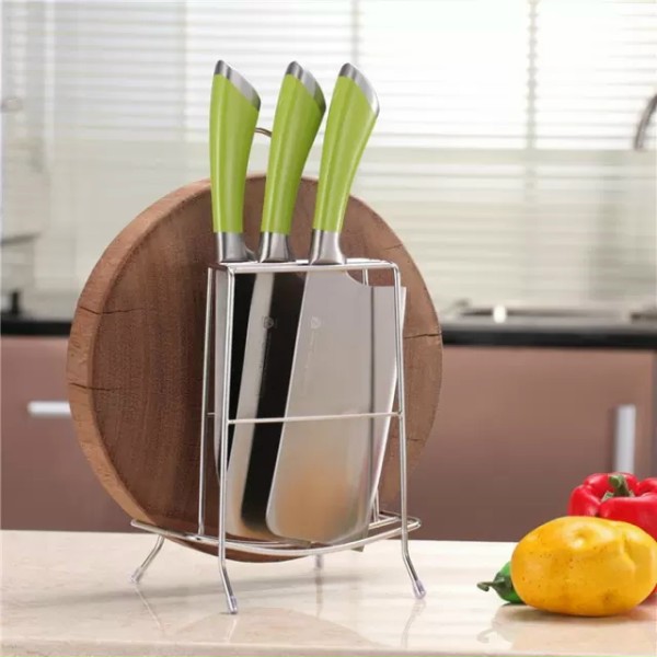 Giá cài dao thớt inox không gỉ cao cấp, kệ để thớt Inox kèm khay cắm dao